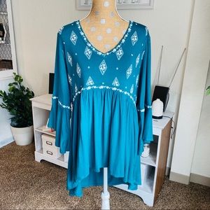 Deep green super soft boho blouse